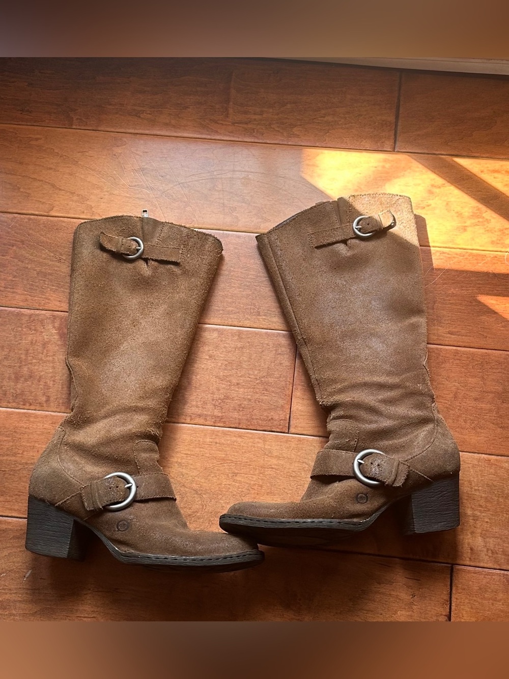 Women's Born Brown Suede Mid-Calf Buckle Boots
